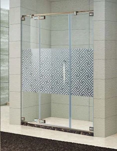 Yopiqlangan freymsiz zarbali dush eshigi va panel, 55 x 72 dyuym, Chrome Tungi (KD3703)